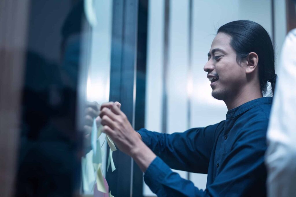 Asian business man working on project at the office