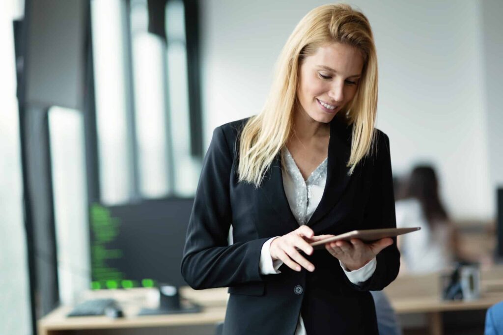 Businesswoman career at information technology office