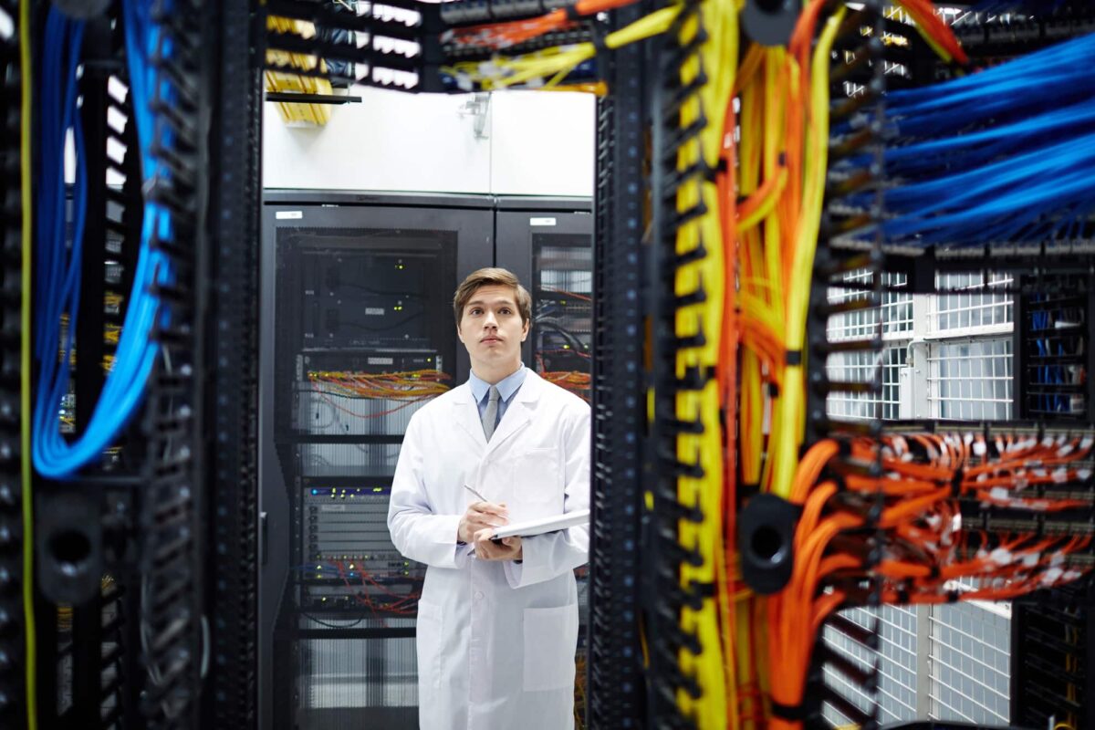 Man in data center