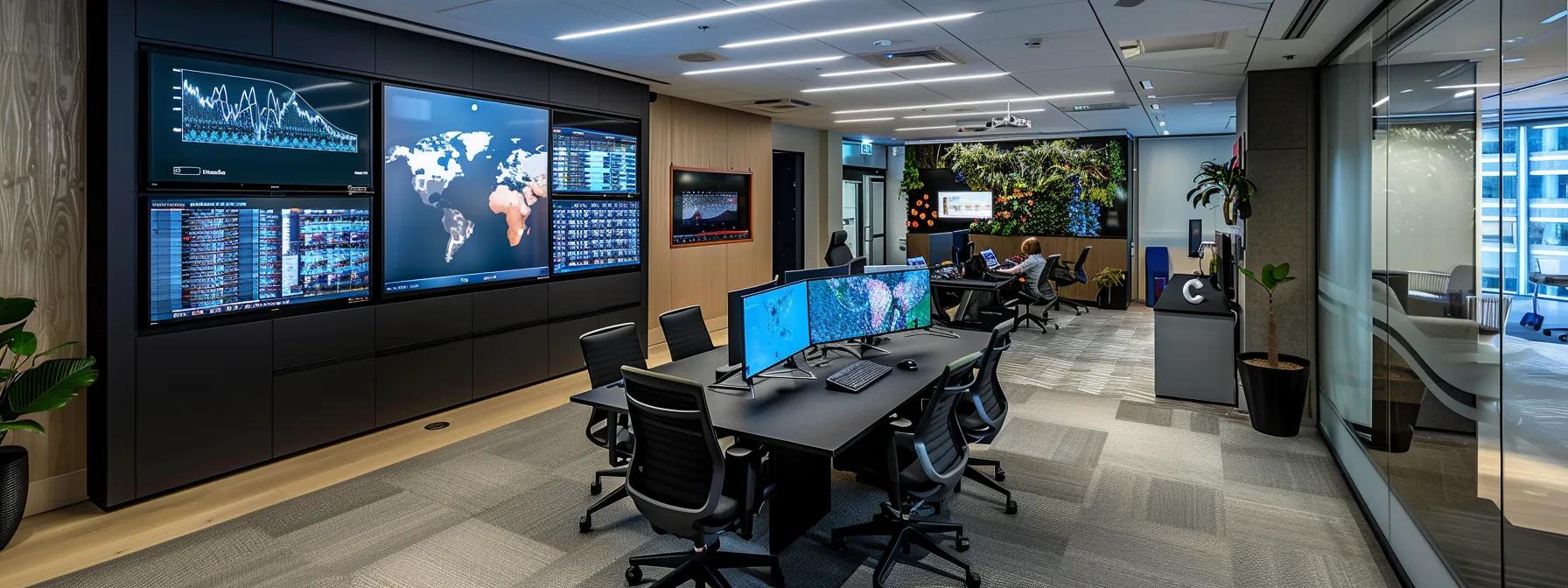 a dynamic office scene showcasing a dedicated it team collaborating around advanced servers, surrounded by sleek technology tools and digital displays, emphasizing the rapid issue resolution and innovative strategies integral to business success.