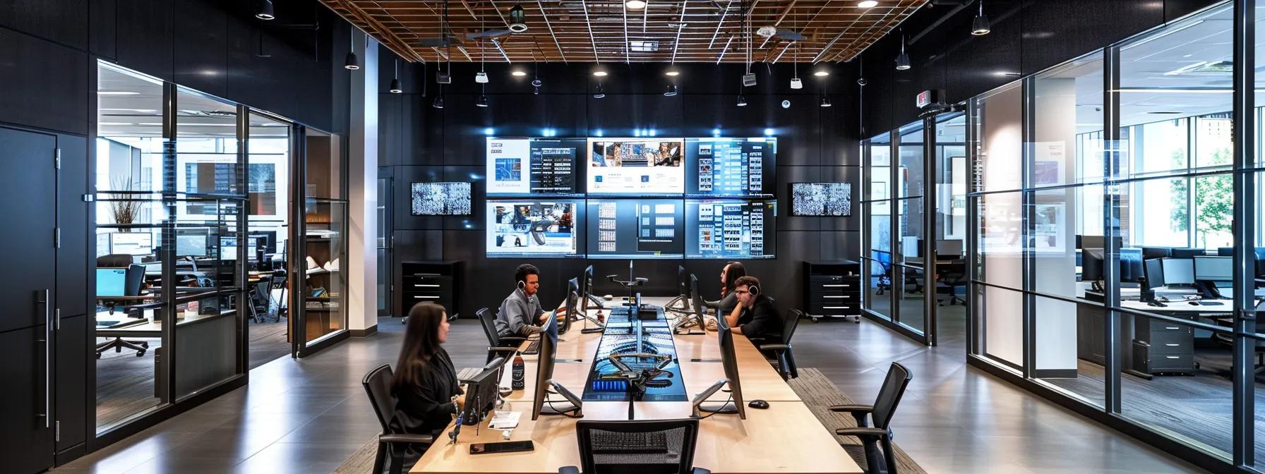 a modern office environment showcases a diverse team of it professionals collaboratively strategizing around a sleek conference table, surrounded by high-tech servers and digital displays, emphasizing efficiency and optimization in it cost management.