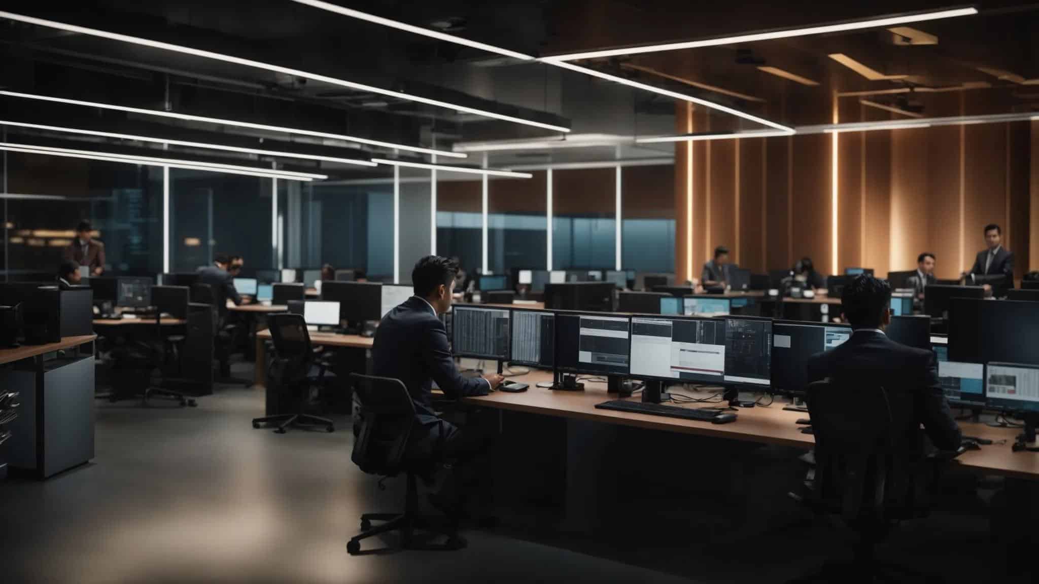 a dynamic office environment featuring it professionals engaged in collaborative discussions, surrounded by sleek servers and advanced technology, illustrating the importance of strategic partnerships in enhancing business operations.