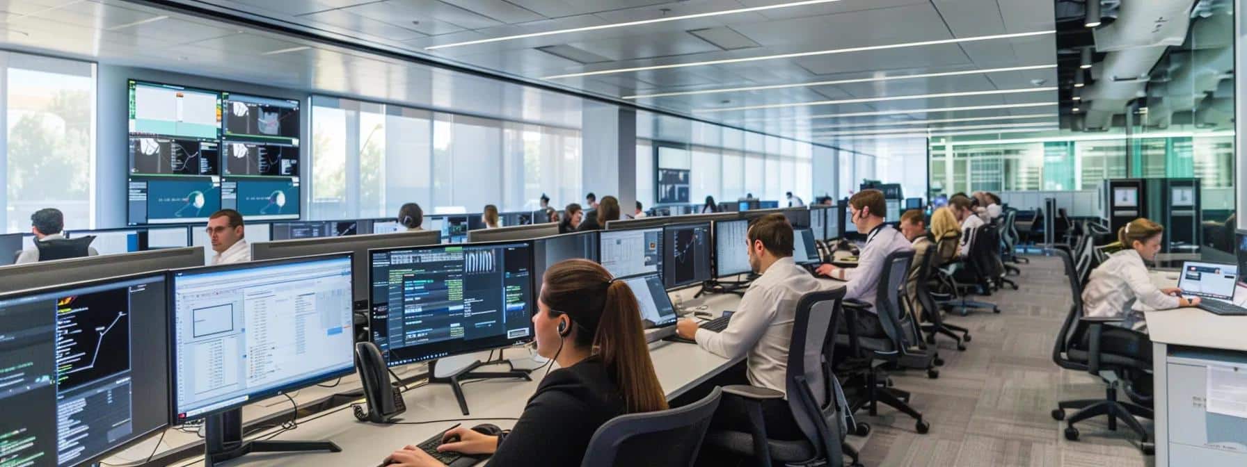 in a modern office, a diverse team of it professionals intensely collaborates around sleek, high-tech servers, analyzing performance metrics on multiple screens to optimize cybersecurity strategies against evolving threats.