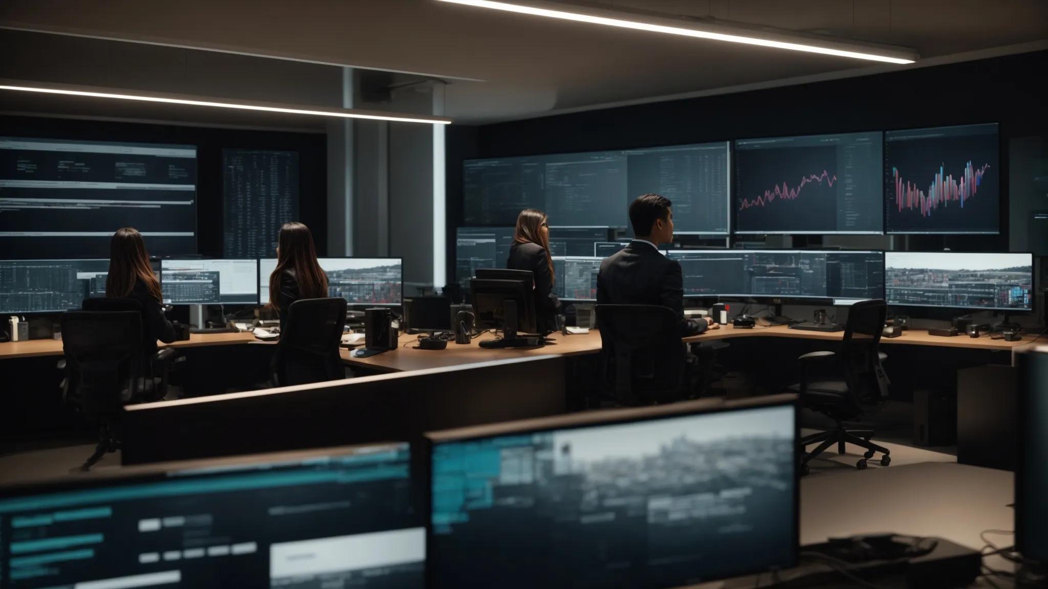 in a modern office environment, a diverse team of it professionals collaborates around sleek computer workstations, analyzing data on large screens while discussing competitive pricing models and long-term partnership strategies, accentuated by ambient lighting that highlights their focused expressions.