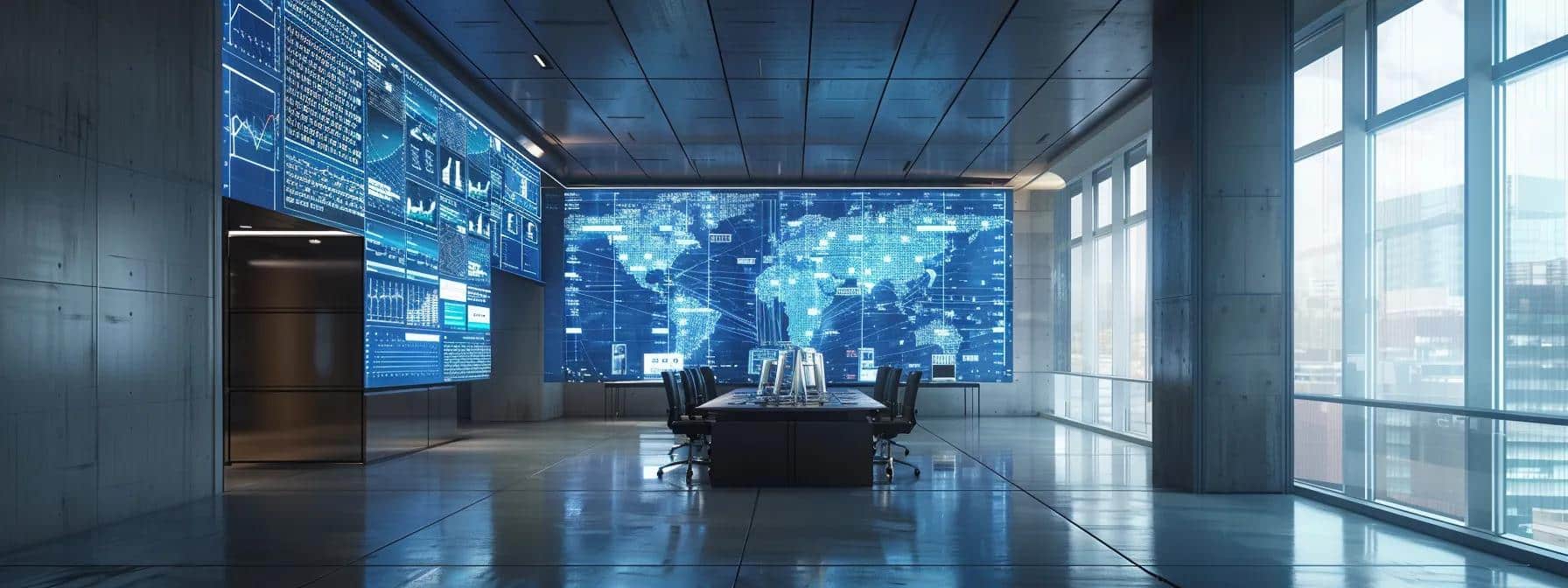 a sleek, modern office space bursts with digital screens displaying intricate data flow charts and compliance checklists, emphasizing the critical role of iam systems in securing sensitive information and meeting regulatory standards like gdpr, hipaa, and pci dss.
