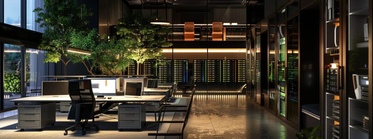 a sleek, modern office environment showcases it professionals collaborating intensely around a high-tech workstation filled with illuminated servers, reflecting the seamless connectivity and efficiency of 24/7 it support.