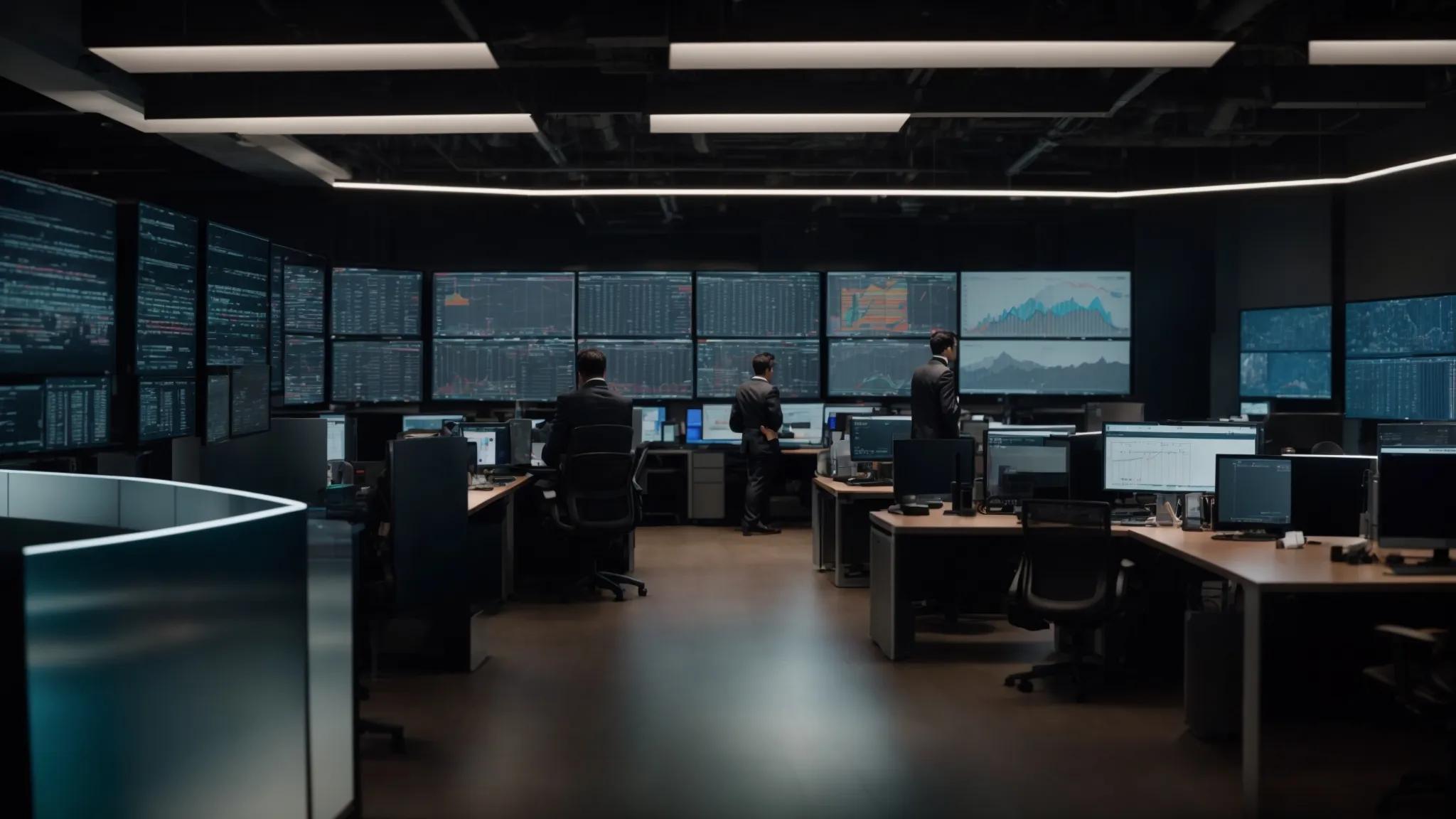 a dynamic office setting showcases a diverse team of it professionals collaborating around high-tech servers, with screens displaying predictive analytics and maintenance plans, highlighting the integral role of technology in driving small business success.