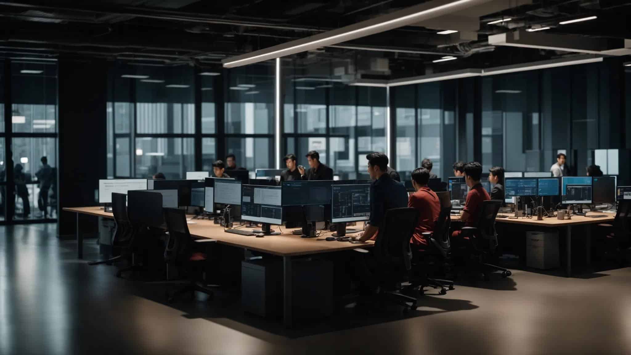 a modern, brightly lit office space features a diverse team of it professionals engaged in collaborative discussions around sleek, high-tech servers, highlighting the importance of local it support and strategic partnerships.