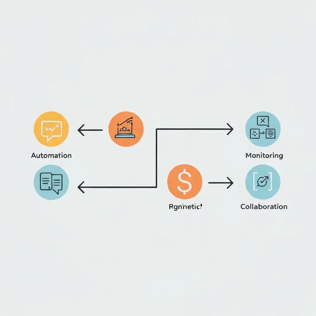 Illustration of managed services workflow in platform engineering, emphasizing automation and collaboration