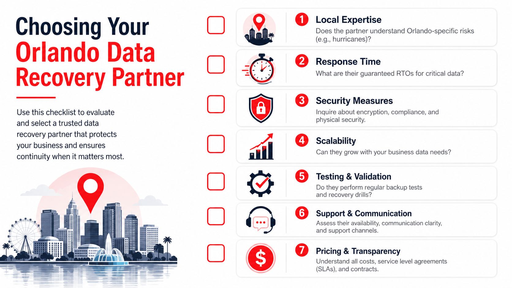 A checklist for businesses in Orlando to evaluate and select a reliable data recovery partner.